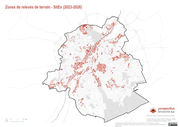 Zones de relevés de terrain - Sitex (2023-2026)