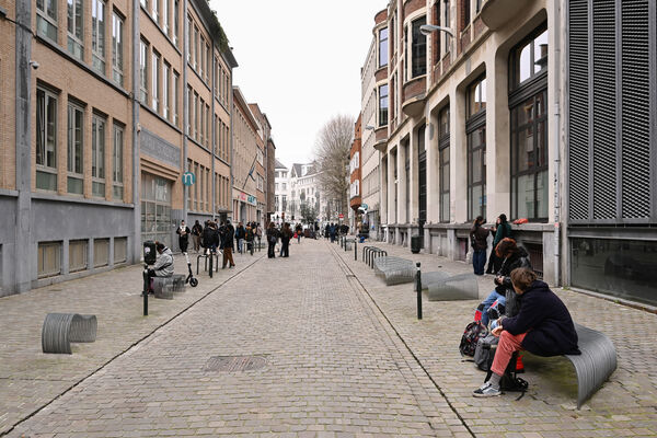 Rue de la Braie à 1000 Bruxelles, partiellement fermée à la circulation automobile