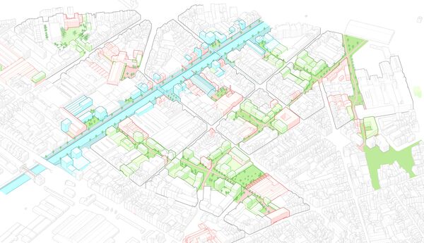 Proposition de réaménagement des espaces publics et verts autour du canal et de la rue Heyvaert