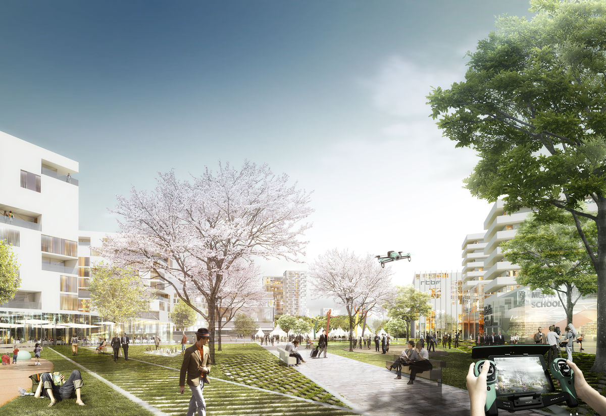 impressie een nieuw stedelijk park met hoge gebruikdensiteit (ontwerpwedstrijd masterplan 2015)